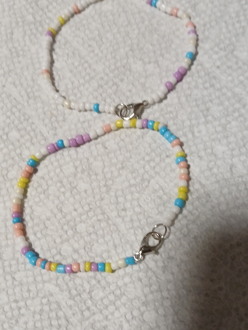 Pastel Multicolor Seed Bead Bracelet Set - White & Pastel Accents